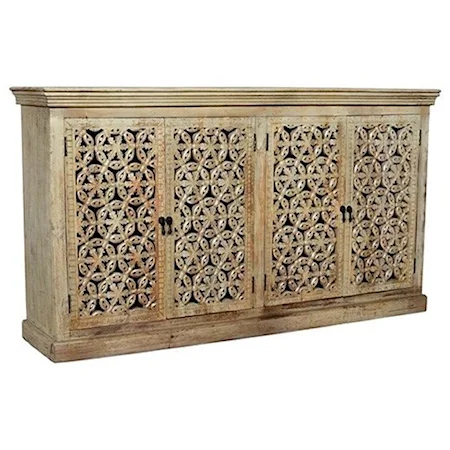 Bengal Manor Mango Wood Carved 4 Door Sideboard